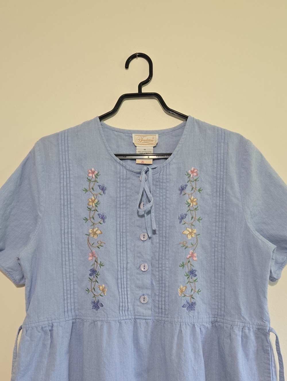 Vintage Embroidered Chambray Midi Dress - Picture 3 of 7